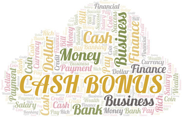 Obraz premium Cash Bonus typography vector word cloud.