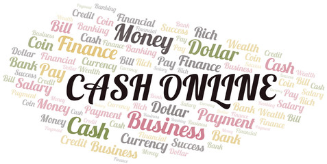 Cash Online typography vector word cloud.