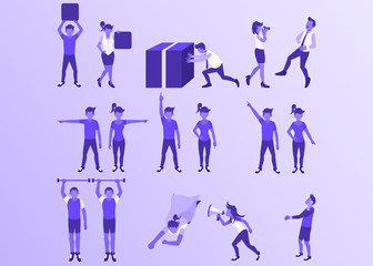 Vector Illustration of Iconic Characters Representing Signs of Direction for Website, Apps, or Infographic 2