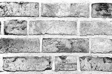 Distress old brick wall texture. Black and white grunge background.