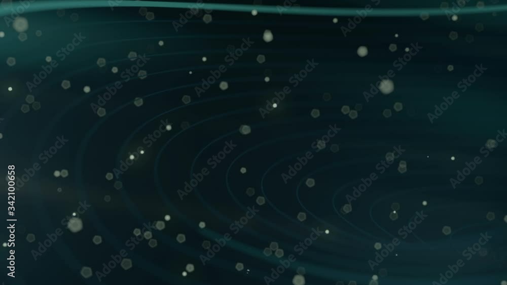 Fototapete deformed wavy wires with motion glowing lines. depth of field. 3d loop animation