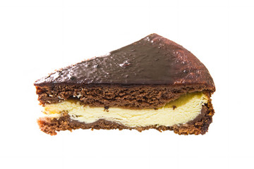 Cocoa and cheese cake isolated