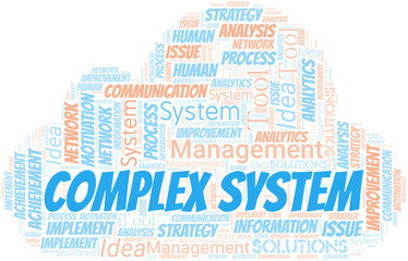 Complex System typography vector word cloud.