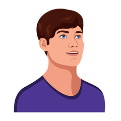 Young handsome guy portrait. University, college student avatar. Vector Illustration.
