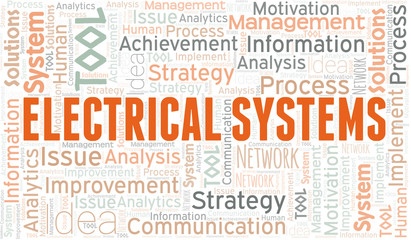 Obraz premium Electrical Systems typography vector word cloud.