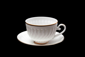 tea cup on a black background