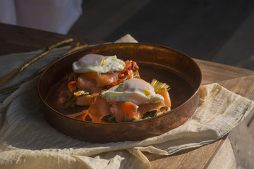 poached eggs with salmon for breakfast