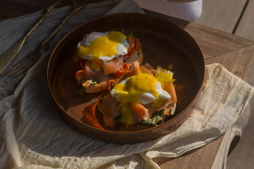 poached eggs with salmon for breakfast