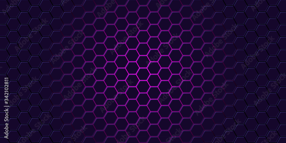 Poster abstract neon background with violet light, line and texture. vector banner design in dark night col