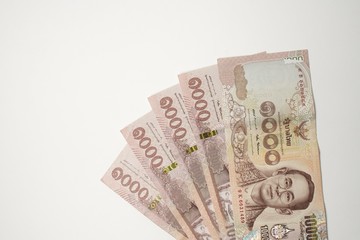 Value Currency Money Thai Banknotes, Five Thousand baht on White Background