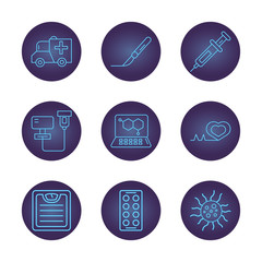 bundle of medical neon style set icons