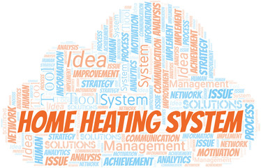 Obraz premium Home Heating System typography vector word cloud.