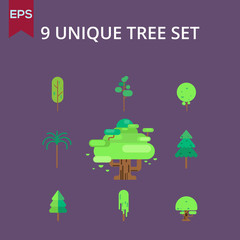 Set of simple flat tree illustration vector