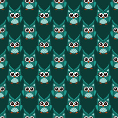Owl stylized art seemless pattern green colors - 342107451