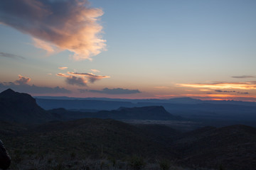 Sunset in the desert with mountains