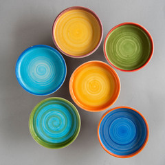 abstract colorful handmade ceramic bowls