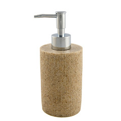 Dispensadora de jabón liquido para baño o cocina, de resina,  sobre fondo blanco. 