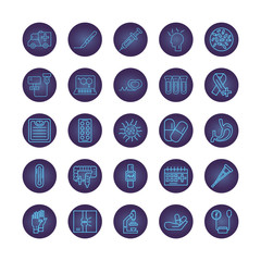 bundle of medical neon style set icons