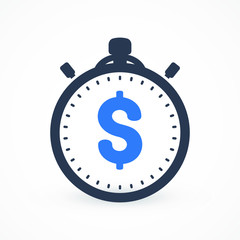 Budget Estimate Icon. Time Is Money Icon. Stopwatch, clock. Fast money transaction concept. financial services, quick loan approval, cash transfer, online payment, delivery