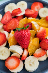 Close-up of strawberry and fruit salad