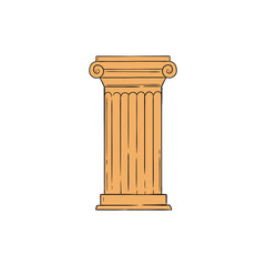Classic Ancient Greece column - short yellow pillar