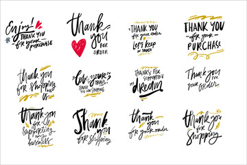 Fototapeta Thank you for your purchase. Hand lettering for your design obraz