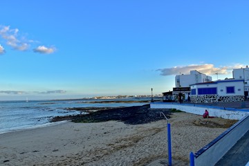 landscape with the city and the ocean on a warm day, on the Spanish Canary Island Fuerteventura