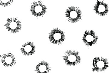 A child's drawing of the sun. Background with a painted sun with rays. Vector illustration. Overlay template.