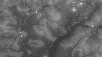 Terrain big data visualization. Futuristic map infographic. Complex topographical data graphic visualization. Abstract data on elevation graph. Monochrome geographical data image.