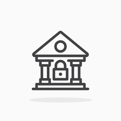 Bank closed icon in line style. Editable stroke.