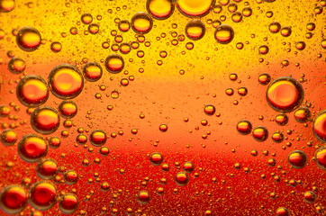 Sunflower Oil bubbles drops, macro photography