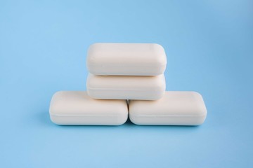 White soap on blue