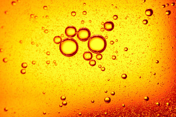 Sunflower Oil bubbles drops, macro photography