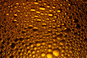 Sunflower Oil bubbles drops, macro photography