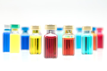 Colofull vaccine and medicine on white background