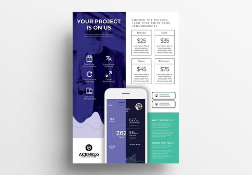 Mobile App Poster Layout with Pricing Options