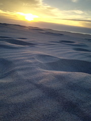 Poland Baltic Sea. View of the sandy Baltic beach. An empty beach Sunset.