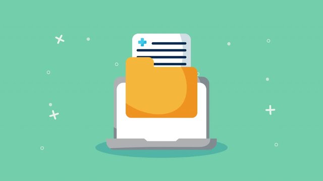 laptop with healthcare online and folder documents