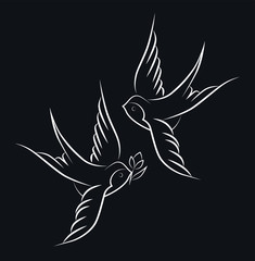 Obraz premium Swallow bird, fly, vector illustration