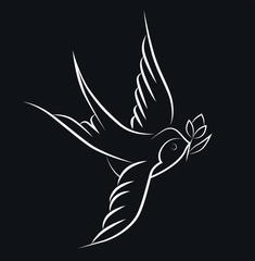 Naklejka premium Swallow bird, fly, vector illustration