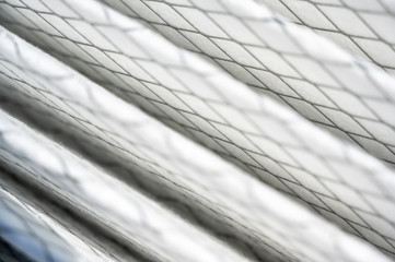 Selective focus on ridged new air filter with metal wire supports