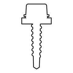 Metal roof screw Mounting profiled corrugated sheeting icon outline black color vector illustration flat style image