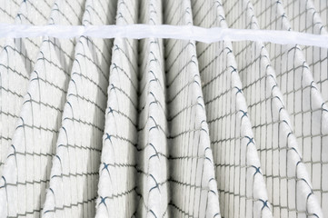 Selective focus on ridged new air filter with metal wire supports