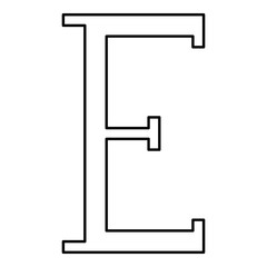 Epsilon greek symbol capital letter uppercase font icon outline black color vector illustration flat style image