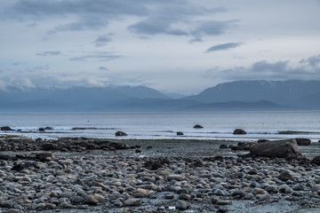 Vancouver Island beach looking toward Washington state USA