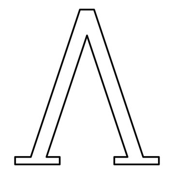 Lambda greek symbol capital letter uppercase font icon outline black color vector illustration flat style image