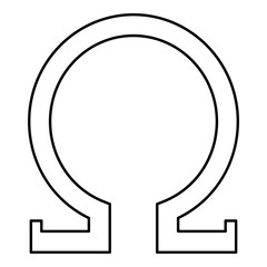 Omega greek symbol capital letter uppercase font icon outline black color vector illustration flat style image