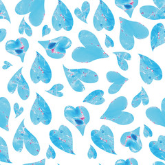 Seamless pattern of blue hearts on a white background