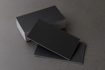Business cards blank. Mockup on black background. Copy space for text.