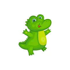 Fotobehang Cute alligator or crocodile cartoon character, vector illustration isolated. © sabelskaya